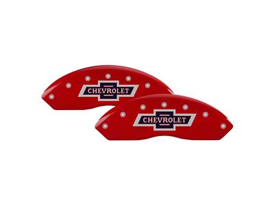 MGP Brake Caliper Covers with 100 Anniversary Chevrolet Logo; Red; Front and Rear (15-20 Colorado)