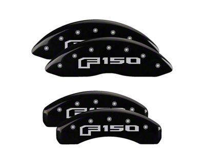 MGP Brake Caliper Covers with 2015 Style F-150 Logo; Black; Front and Rear (15-20 F-150 w/ Electric Parking Brake)