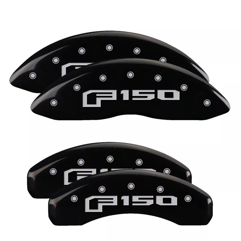 MGP Brake Caliper Covers with 2015 Style F-150 Logo; Black; Front and Rear (21-24 F-150)
