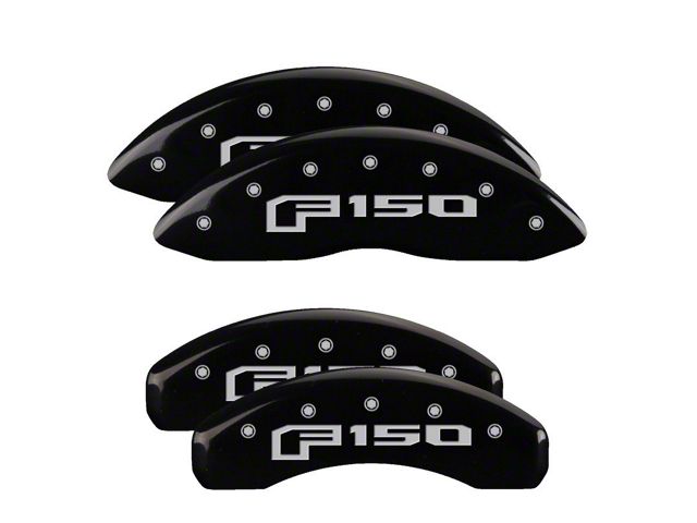 MGP Brake Caliper Covers with 2015 Style F-150 Logo; Black; Front and Rear (21-24 F-150)