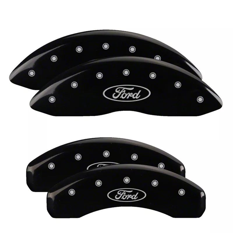MGP Brake Caliper Covers with Ford Oval Logo; Black; Front and Rear (21-24 F-150)