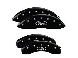 MGP Brake Caliper Covers with Ford Oval Logo; Black; Front and Rear (21-25 F-150)