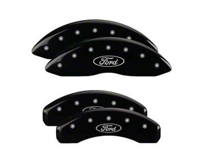 MGP Brake Caliper Covers with Ford Oval Logo; Black; Front and Rear (21-25 F-150)