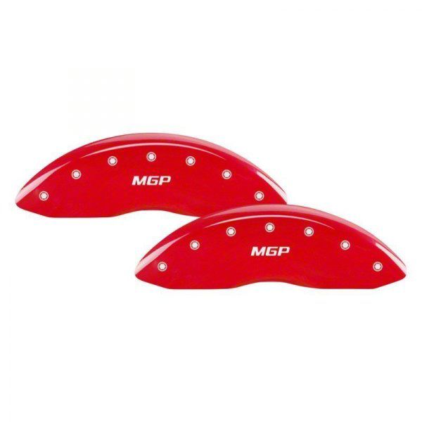 MGP Brake Caliper Covers with MGP Logo; Red; Front and Rear (21-24 F-150, Excluding Raptor)