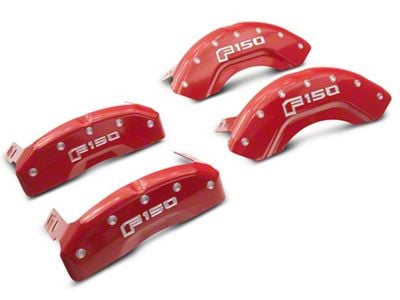 MGP Brake Caliper Covers with 2015 Style F-150 Logo; Red; Front and Rear (21-24 F-150)