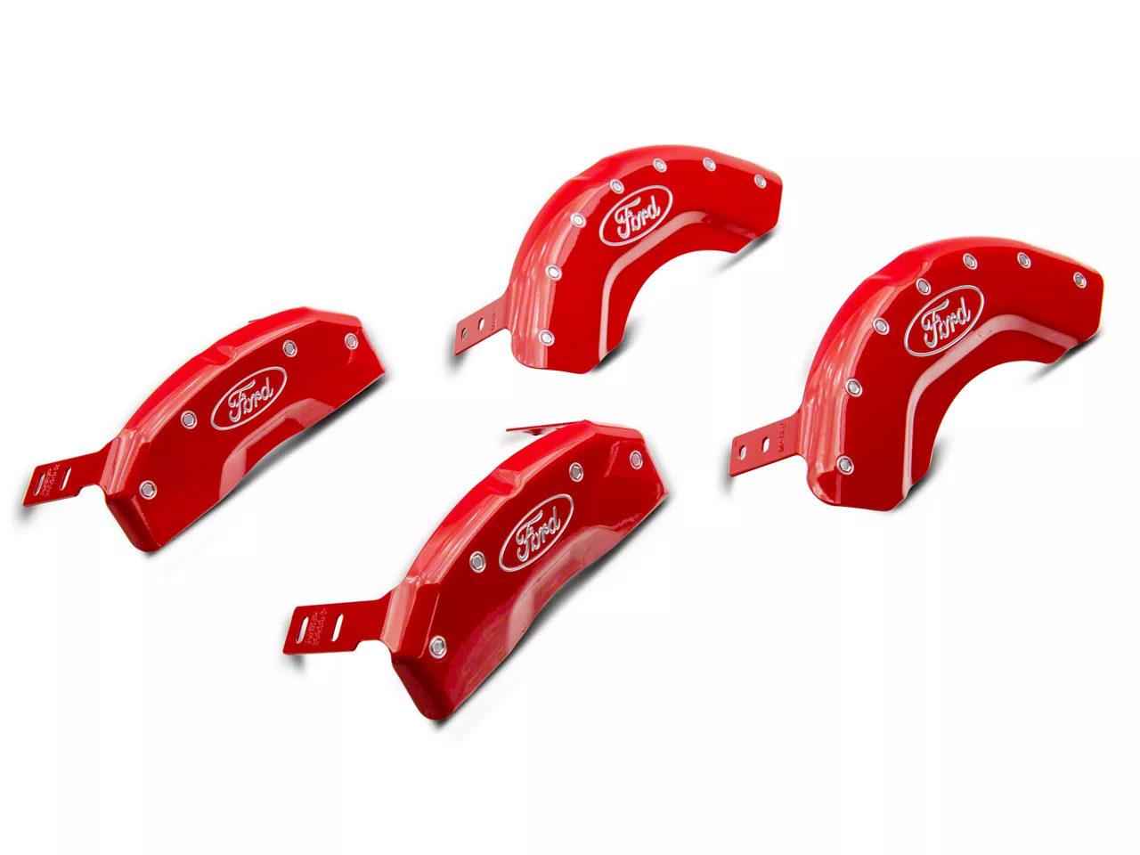MGP Brake Caliper Covers with Ford Oval Logo; Red; Front and Rear (21-24 F-150)