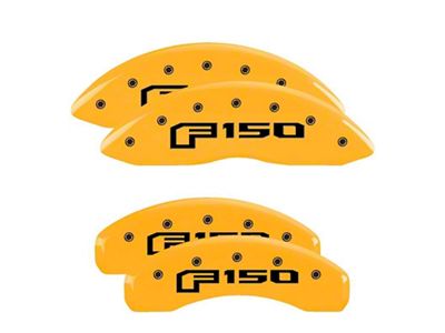 MGP Brake Caliper Covers with 2015 Style F-150 Logo; Yellow; Front and Rear (12-14 F-150; 15-20 F-150 w/ Manual Parking Brake)