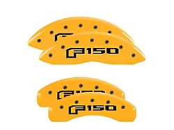 MGP Brake Caliper Covers with 2015 Style F-150 Logo; Yellow; Front and Rear (15-20 F-150 w/ Electric Parking Brake)