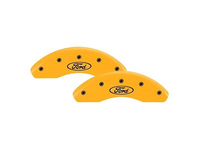 MGP Brake Caliper Covers with Ford Oval Logo; Yellow; Front and Rear (21-25 F-150, Excluding Raptor)