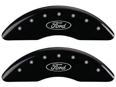 MGP Brake Caliper Covers with Ford Oval Logo; Black; Front and Rear (13-22 F-350 Super Duty SRW)