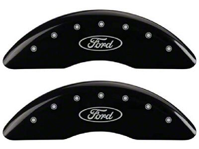 MGP Brake Caliper Covers with Ford Oval Logo; Black; Front and Rear (13-24 F-350 Super Duty)