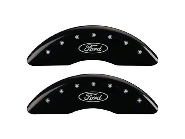 MGP Brake Caliper Covers with Ford Oval Logo; Black; Front and Rear (13-24 F-350 Super Duty)