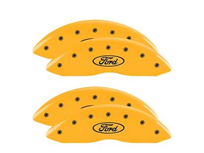 MGP Brake Caliper Covers with Ford Oval Logo; Yellow; Front and Rear (05-07 F-350 Super Duty SRW)