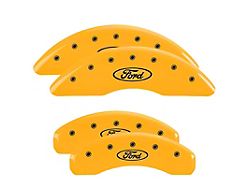 MGP Brake Caliper Covers with Ford Oval Logo; Yellow; Front and Rear (23-26 F-350 Super Duty SRW)