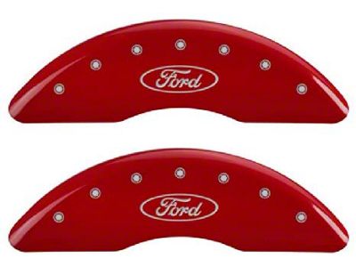MGP Brake Caliper Covers with Ford Oval Logo; Red; Front and Rear (13-24 F-350 Super Duty)