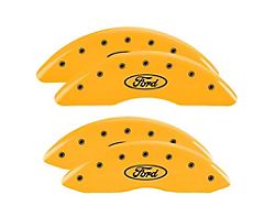 MGP Brake Caliper Covers with Ford Oval Logo; Yellow; Front and Rear (13-24 F-350 Super Duty)