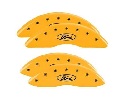 MGP Brake Caliper Covers with Ford Oval Logo; Yellow; Front and Rear (13-24 F-350 Super Duty)