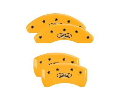 MGP Brake Caliper Covers with Ford Oval Logo; Yellow; Front and Rear (22-26 Maverick)