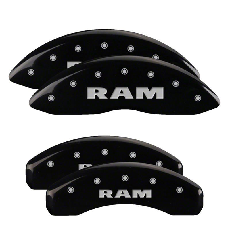 MGP RAM 1500 Brake Caliper Covers with RAM Logo; Black; Front and Rear