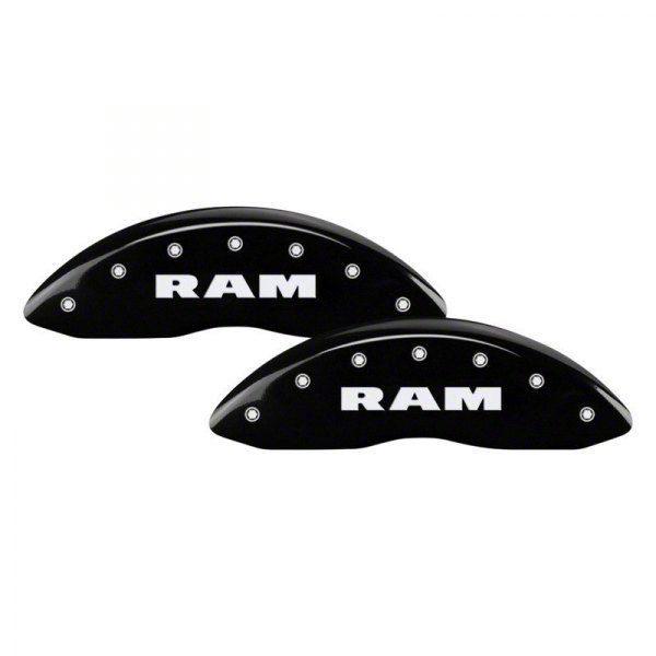 MGP RAM 1500 Brake Caliper Covers with RAM and RAMHEAD Logo; Black