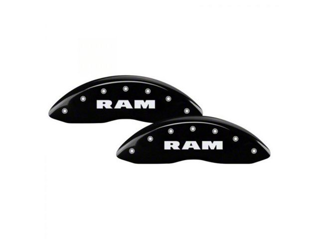 MGP Brake Caliper Covers with RAM and RAMHEAD Logo; Black; Front and Rear (19-24 RAM 1500 w/ Alternate Rear Calipers)
