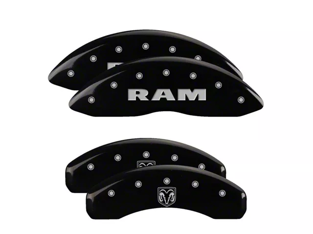MGP Brake Caliper Covers with RAMHEAD Logo; Black; Front and Rear (19-24 RAM 1500 w/ Standard Rear Calipers)