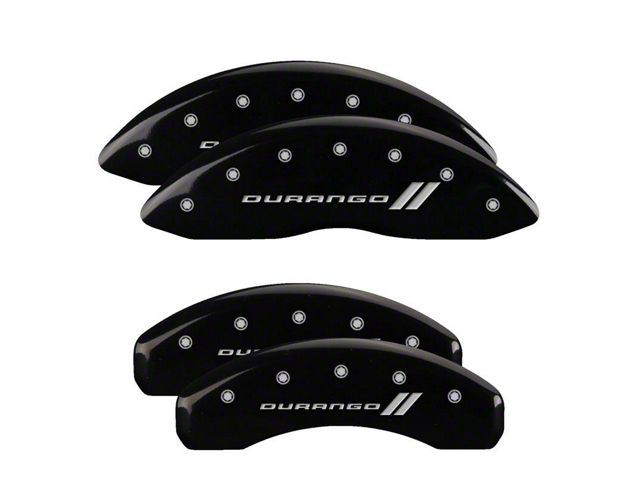 MGP Brake Caliper Covers with Durango Stripes Logo; Black; Front and Rear (02-05 RAM 1500, Excluding SRT-10)