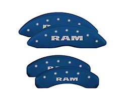 MGP Brake Caliper Covers with RAM Logo; Blue; Front and Rear (19-26 RAM 1500 w/ Alternate Rear Calipers)