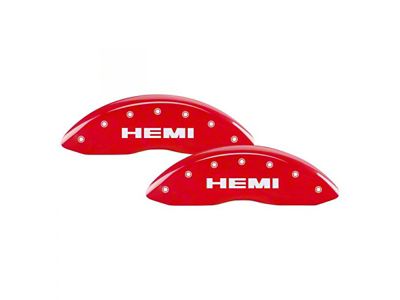 MGP Brake Caliper Covers with HEMI Logo; Red; Front and Rear (19-24 RAM 1500 w/ Standard Rear Calipers)