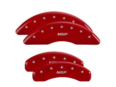 MGP Brake Caliper Covers with MGP Logo; Red; Front and Rear (19-24 RAM 1500 w/ Alternate Rear Calipers)