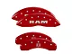 MGP Brake Caliper Covers with RAMHEAD Logo; Red; Front and Rear (19-24 RAM 1500 w/ Standard Rear Calipers)