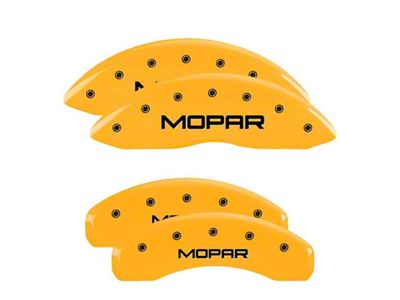MGP Brake Caliper Covers with MOPAR Logo; Yellow; Front and Rear (19-25 RAM 1500 w/ Standard Rear Calipers)
