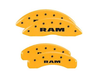 MGP Brake Caliper Covers with RAM Logo; Yellow; Front and Rear (19-25 RAM 1500 w/ Standard Rear Calipers)