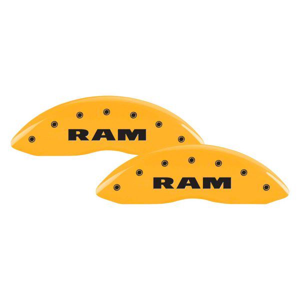 MGP RAM 1500 Brake Caliper Covers with RAM and RAMHEAD Logo; Yellow