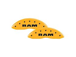 MGP Brake Caliper Covers with RAM and RAMHEAD Logo; Yellow; Front and Rear (19-25 RAM 1500 w/ Alternate Rear Calipers)