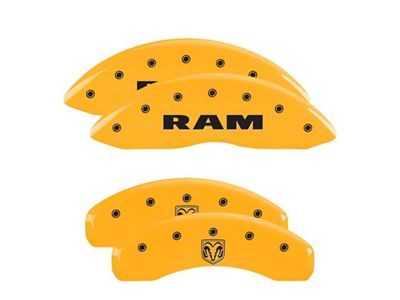 MGP Brake Caliper Covers with RAMHEAD Logo; Yellow; Front and Rear (19-24 RAM 1500 w/ Standard Rear Calipers)