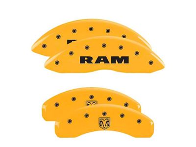 MGP Brake Caliper Covers with RAMHEAD Logo; Yellow; Front and Rear (19-25 RAM 1500 w/ Standard Rear Calipers)