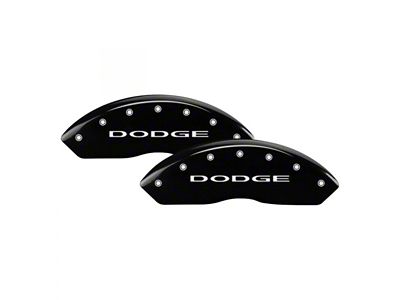 MGP Brake Caliper Covers with Dodge Logo; Black; Front and Rear (2010 RAM 2500)