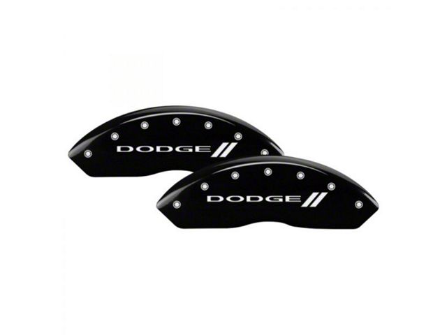 MGP Brake Caliper Covers with Dodge Stripes Logo; Black; Front and Rear (2010 RAM 2500)