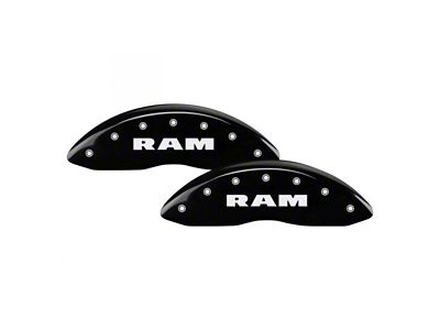 MGP Brake Caliper Covers with RAM and RAMHEAD Logo; Black; Front and Rear (2010 RAM 2500)