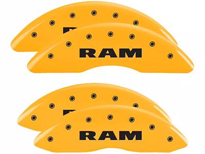 MGP Brake Caliper Covers with RAM Logo; Yellow; Front and Rear (2010 RAM 2500)
