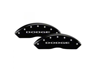 MGP Brake Caliper Covers with Dodge Logo; Black; Front and Rear (2010 RAM 3500 SRW)