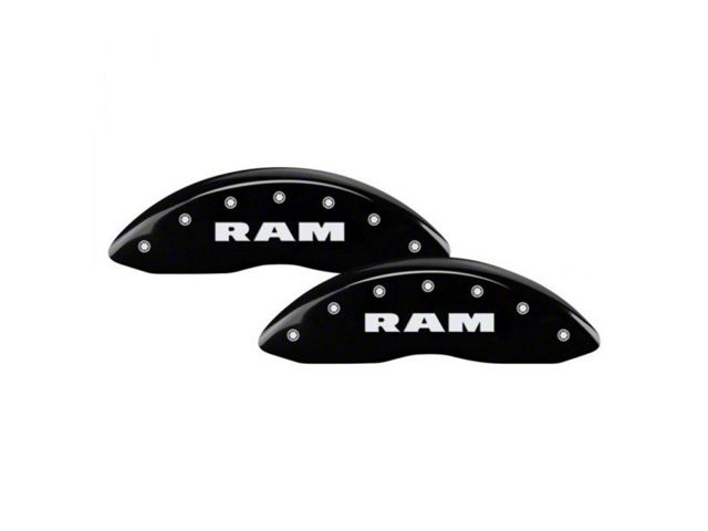 MGP Brake Caliper Covers with RAM Logo; Black; Front and Rear (19-24 RAM 3500 SRW)