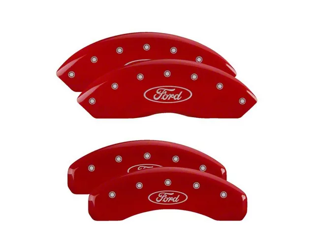 MGP Brake Caliper Covers with Ford Oval Logo; Red; Front and Rear (19-23 Ranger)