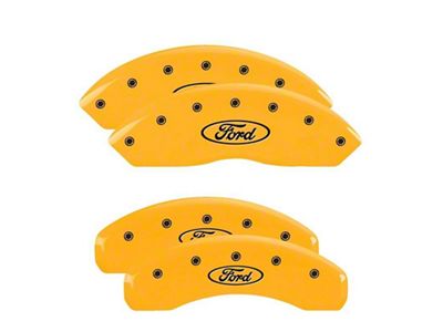 MGP Brake Caliper Covers with Ford Oval Logo; Yellow; Front and Rear (19-23 Ranger)