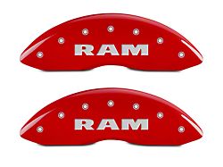 MGP Brake Caliper Covers with RAM Logo; Red; Front and Rear (02-05 RAM 1500, Excluding SRT-10)