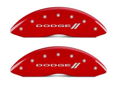 MGP Brake Caliper Covers with Dodge Stripes Logo; Red; Front and Rear (06-10 RAM 1500, Excluding SRT-10)