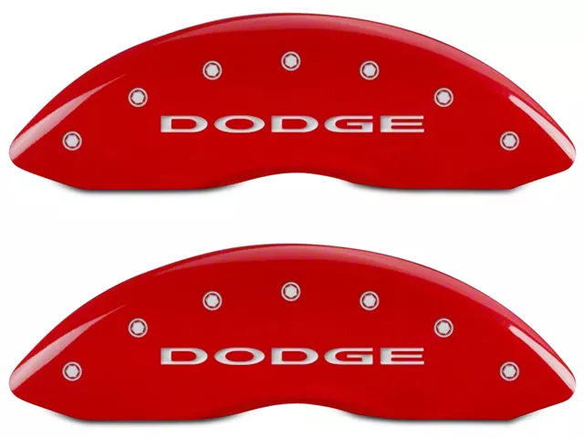 MGP Brake Caliper Covers with Dodge Logo; Red; Front and Rear (06-10 RAM 1500, Excluding SRT-10)
