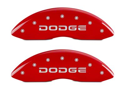 MGP Brake Caliper Covers with Broken Dodge; Red; Front and Rear (02-05 RAM 1500, Excluding SRT-10)