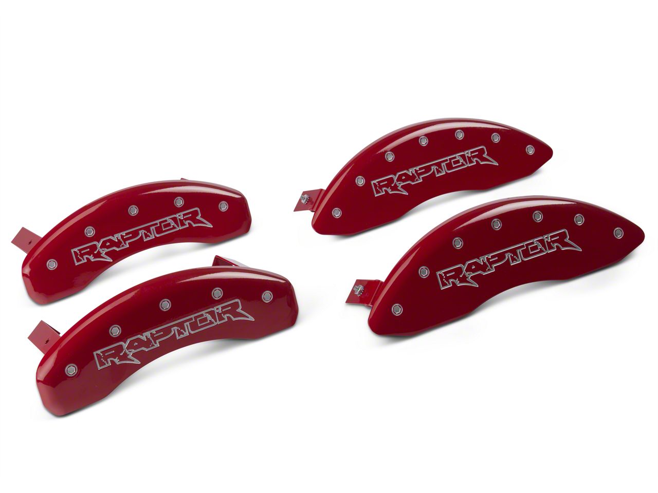 MGP F150 Red Caliper Covers w/ Raptor Logo Front & Rear 10213SRPTRD